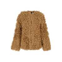 Paltoane Beige Jacket With Round Neck And Cut-Out Detail In Ecofur Woman Femei