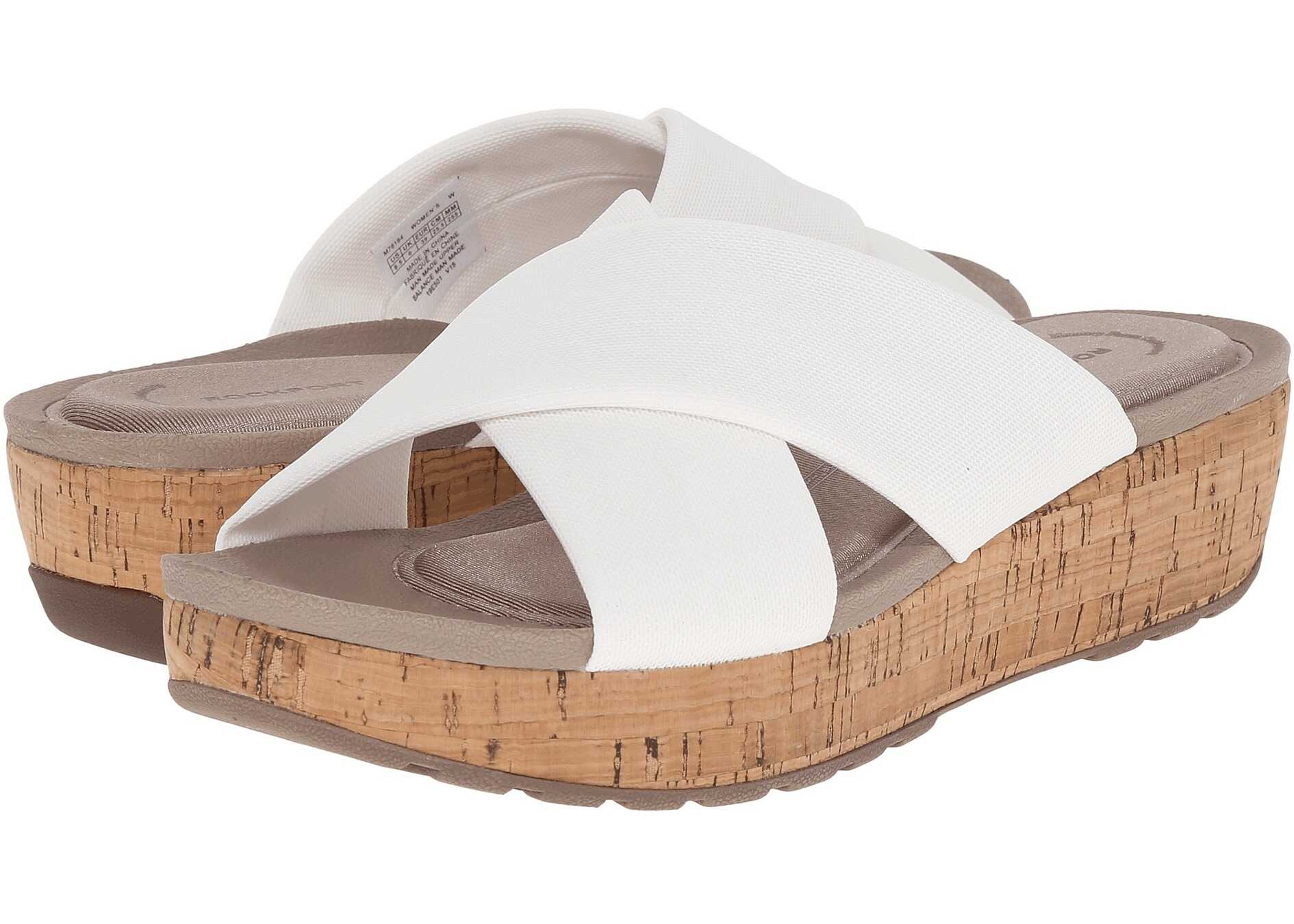 Sandala Rockport Land Boulevard Cross Slide Flatform Sandal White Stretch