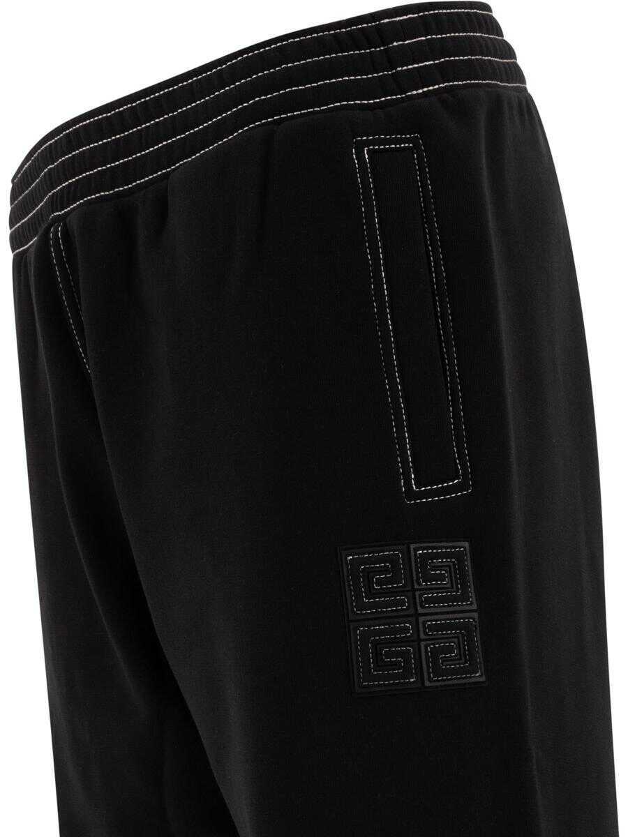 Pantaloni Givenchy Black Jogger Pants With 4G Embroidery In Cotton Man Black Barbati (BM 16429497) 4
