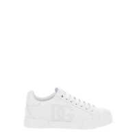 Sneakers 'Portofino' White Low Top Sneakers With Perforated Dg Logo In Leather Woman Femei
