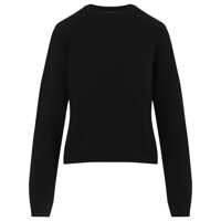 Pulovere 'Biker' Black Crewneck Sweater With Logo Patch On The Sleeve In Wool And Cashmere Blend Woman Femei