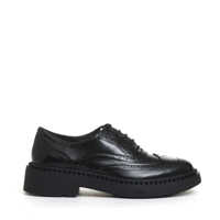 Pantofi fara toc Stringata Pelle Nera Inglese Femei