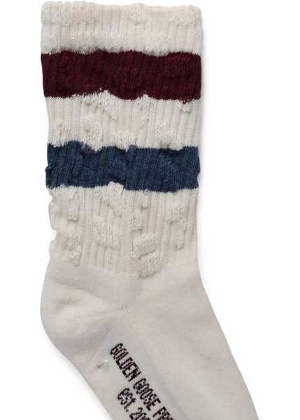 Sosete Golden Goose Stripes Distressed Socks WHITE Baieti (BM 16450353) 3