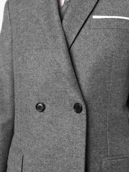 Geci Thom Browne Thom Browne Elongated Long Sleeve Double Breasted Sportcoat In Wool Flannel Clothing GREY Femei (BM 16459158) 5