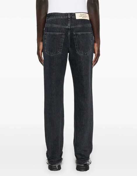 Blugi drepti Gucci Denim Pants With Label BLACK Barbati (BM 16464768) 4