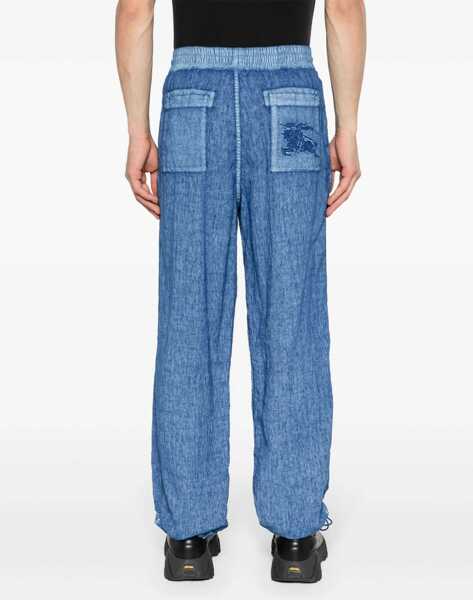 Pantaloni casual Burberry Linen Pants AZURE Barbati (BM 16465245) 4