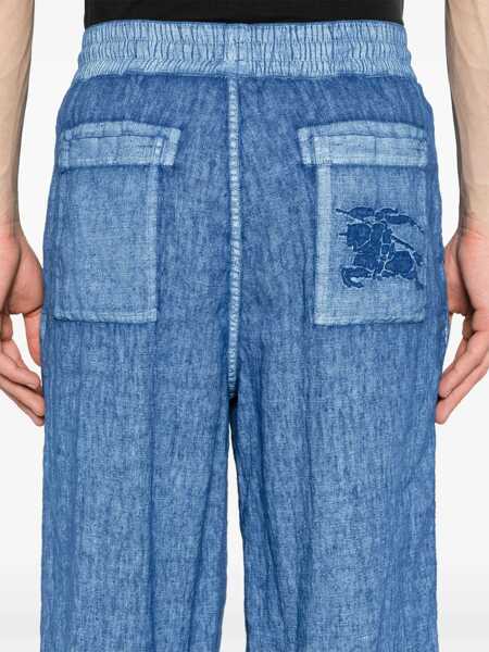 Pantaloni casual Burberry Linen Pants AZURE Barbati (BM 16465245) 5