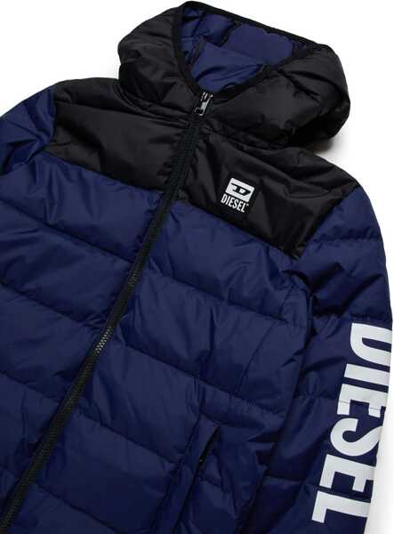 Jachete Diesel Two-Tone Julps Jacket With Contrasting Logo Blue Baieti (BM 16467705) 3