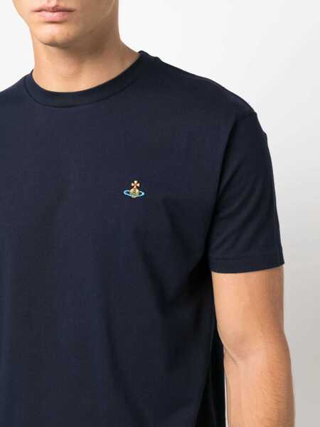 Tricouri Vivienne Westwood Blue Crewneck T-Shirt With Orb Detail In Cotton Man BLUE Femei (BM 16469106) 5