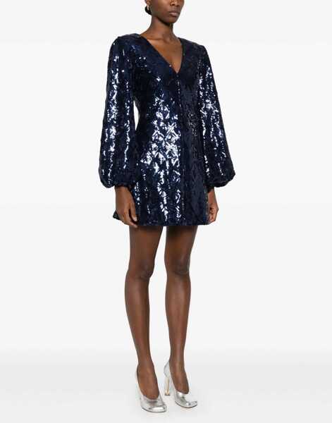 Rochii casual ROTATE Birger Christensen Mini Dress With Floral Pattern BLUE Femei (BM 16471629) 3