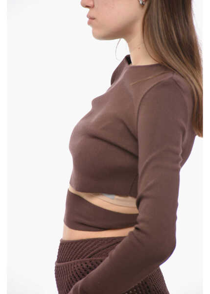 Tricouri ANDREADAMO Long-Sleeved Top With Cut-Out Detail Brown Femei (BM 16472073) 2