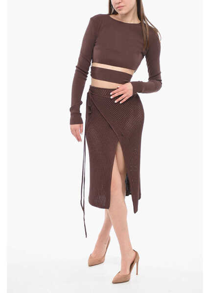 Tricouri ANDREADAMO Long-Sleeved Top With Cut-Out Detail Brown Femei (BM 16472073) 4