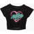 Nike Heart-Print T-Shirt With Bow Glow In The Dark Black