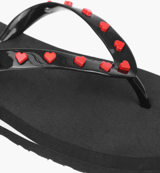 Slapi Moschino Love Pvc Flip Flop Eva30 With Heart Black Femei (BM 16472496) 4