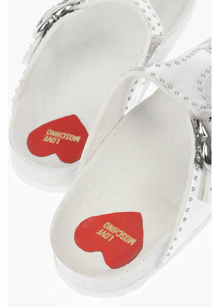 Slapi Moschino Love Flip-Flops Birk130 With Mirror Effect White Femei (BM 16472502) 2