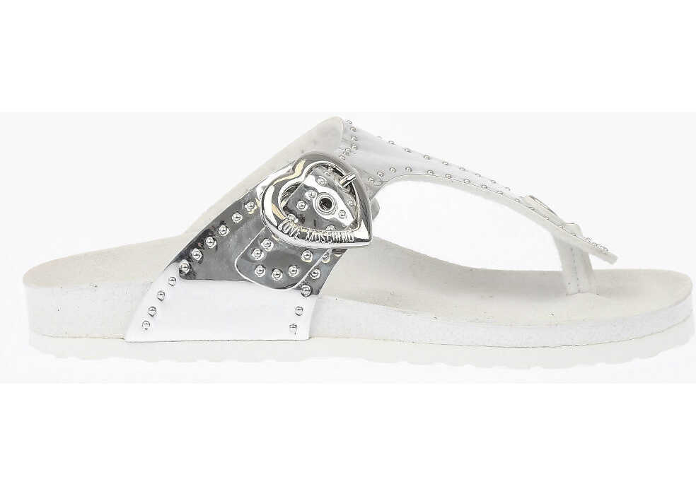 Slapi Moschino Love Flip-Flops Birk130 With Mirror Effect White Femei (BM 16472502) 3