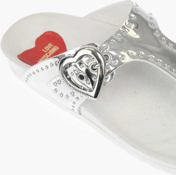 Slapi Moschino Love Flip-Flops Birk130 With Mirror Effect White Femei (BM 16472502) 4