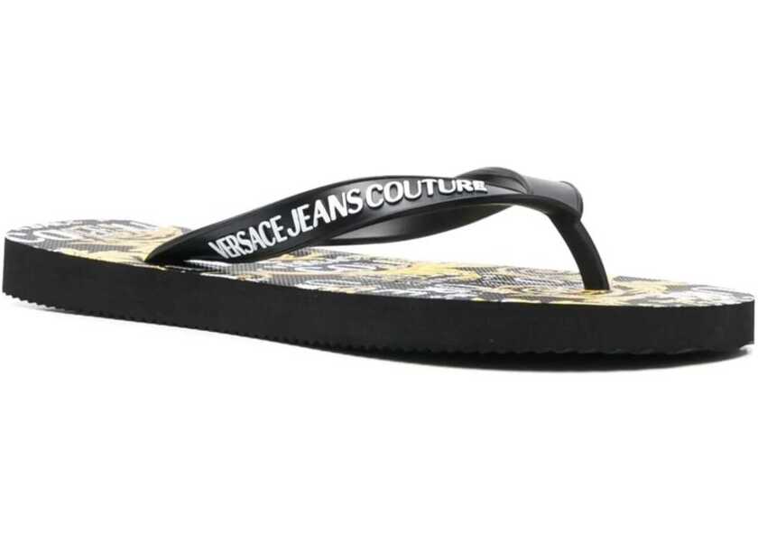 Slapi Versace Jeans Couture Baroque Printed Rubber Flip Flops Yellow Femei (BM 16472535) 2