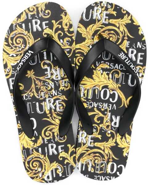Slapi Versace Jeans Couture Baroque Printed Rubber Flip Flops Yellow Femei (BM 16472535) 4
