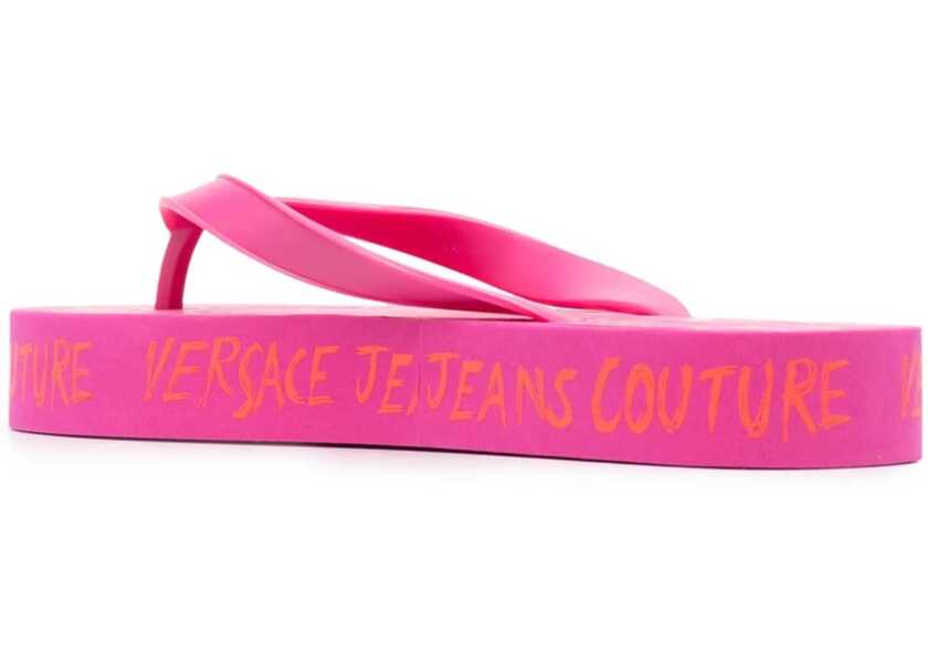 Slapi Versace Jeans Couture All-Overlogo Flip Flop With Platform 3,5Cm Pink Femei (BM 16472538) 3