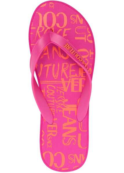 Slapi Versace Jeans Couture All-Overlogo Flip Flop With Platform 3,5Cm Pink Femei (BM 16472538) 4