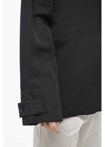 Bluze Jil Sander Mandarin Collar Silk Blend Blouse Black Barbati (BM 16472574) 3