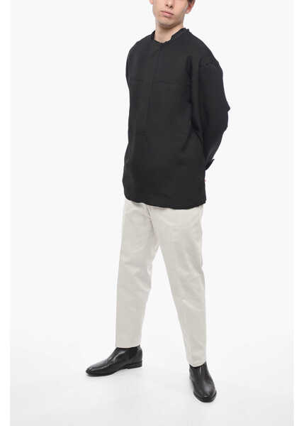 Bluze Jil Sander Mandarin Collar Silk Blend Blouse Black Barbati (BM 16472574) 4