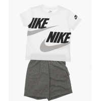 Tricouri Drawstrting Waist Cargo Shorts And Crew-Neck T-Shirt Set Baieti