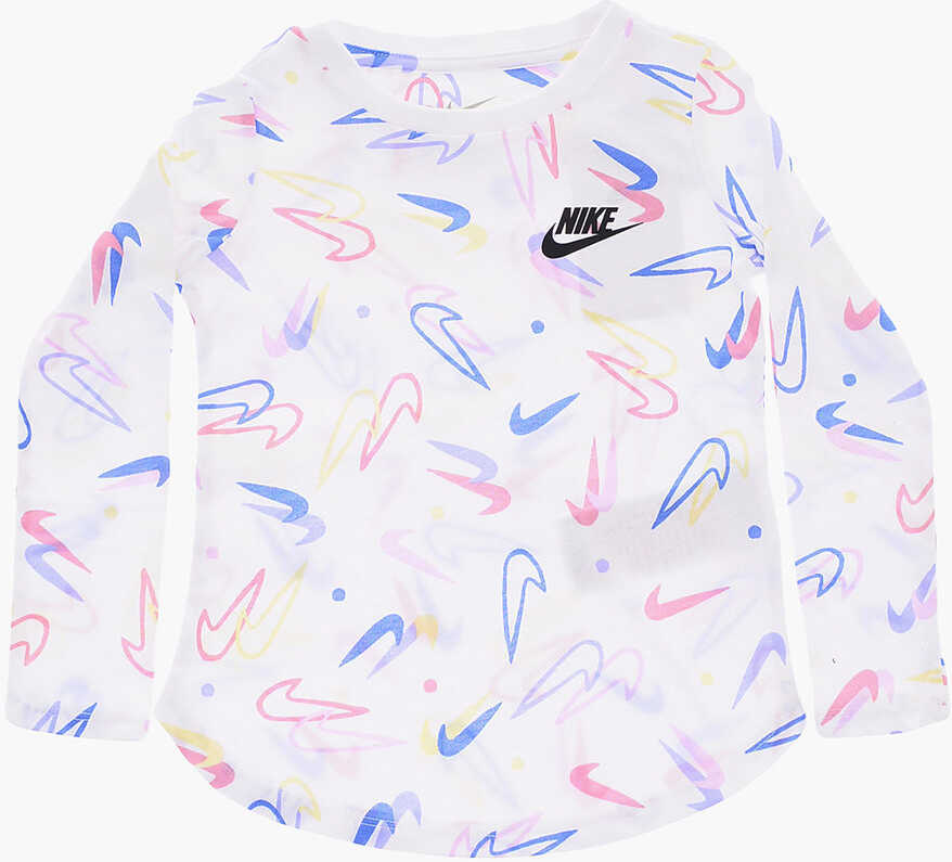 Tricouri Nike All Over Logoed Printed Long Sleeve T-Shirt And Leggings Set Black & White Baieti (BM 16473069) 2