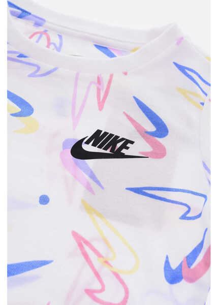 Tricouri Nike All Over Logoed Printed Long Sleeve T-Shirt And Leggings Set Black & White Baieti (BM 16473069) 3