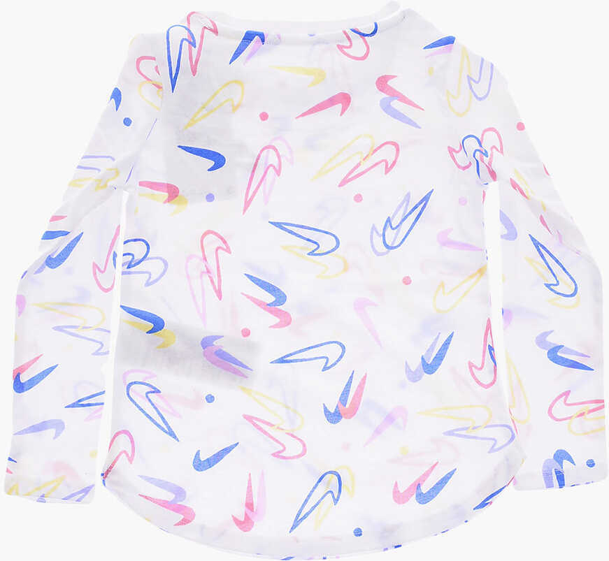 Tricouri Nike All Over Logoed Printed Long Sleeve T-Shirt And Leggings Set Black & White Baieti (BM 16473069) 4