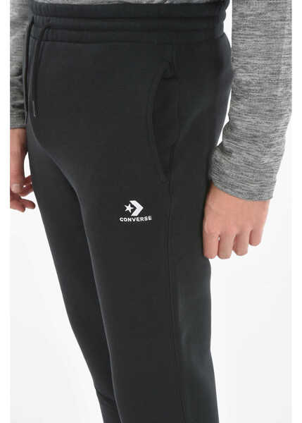 Pantaloni de trening Converse Solid Color Fleeced Cotton Unisex Joggers Black Barbati (BM 16473090) 3