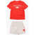 Nike Contrasting Logo Shorts Swoosh And T-Shirt Set Red