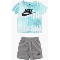 Tricouri Tie-Dye Effect T-Shirt And Drawstring Waist Shorts Set Baieti
