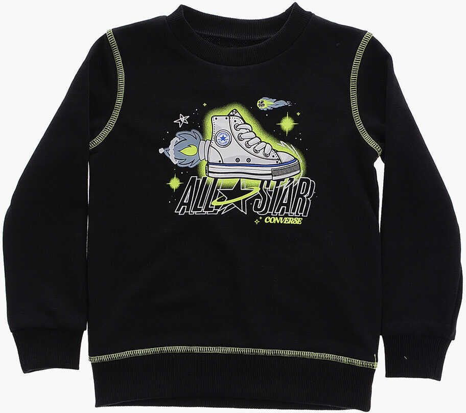 Pantaloni de trening Converse All Star Printed Crew-Neck Sweatshirt And Joggers Set Black Baieti (BM 16473276) 2