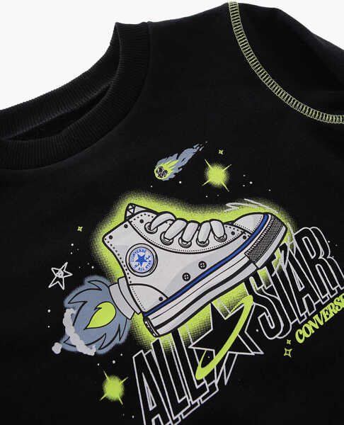 Pantaloni de trening Converse All Star Printed Crew-Neck Sweatshirt And Joggers Set Black Baieti (BM 16473276) 3