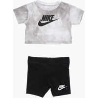 Tricouri Crew-Neck T-Shirt And Biker Shorts Set With Printed Logo Baieti