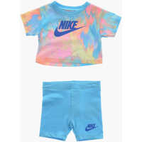 Tricouri Crew-Neck T-Shirt And Biker Shorts Set With Printed Logo Baieti