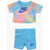 Nike Crew-Neck T-Shirt And Biker Shorts Set With Printed Logo Multicolor