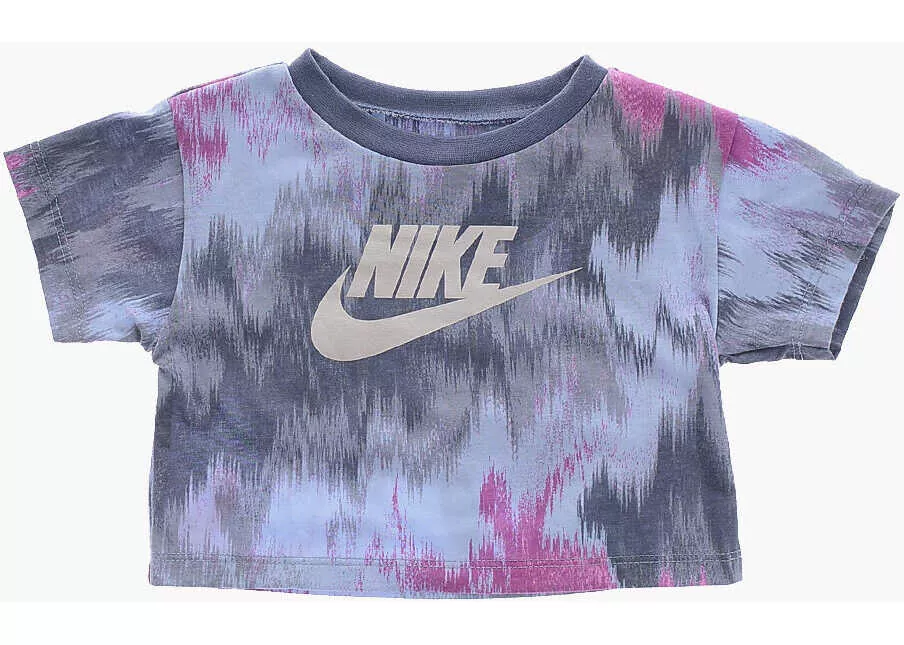 Tricouri Nike Crew-Neck T-Shirt And Biker Shorts Set With Printed Logo Blue Baieti (BM 16473318) 2