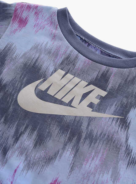 Tricouri Nike Crew-Neck T-Shirt And Biker Shorts Set With Printed Logo Blue Baieti (BM 16473318) 3