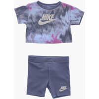 Tricouri Crew-Neck T-Shirt And Biker Shorts Set With Printed Logo Baieti