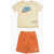 Nike Drawstring Waist Shorts And Printed Crew-Neck T-Shirt Set Beige