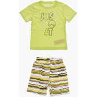 Tricouri Striped Shorts And Printed T-Shirt Set Baieti