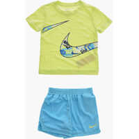 Tricouri Mesh Shorts And Printed Crew-Neck T-Shirt Set Baieti