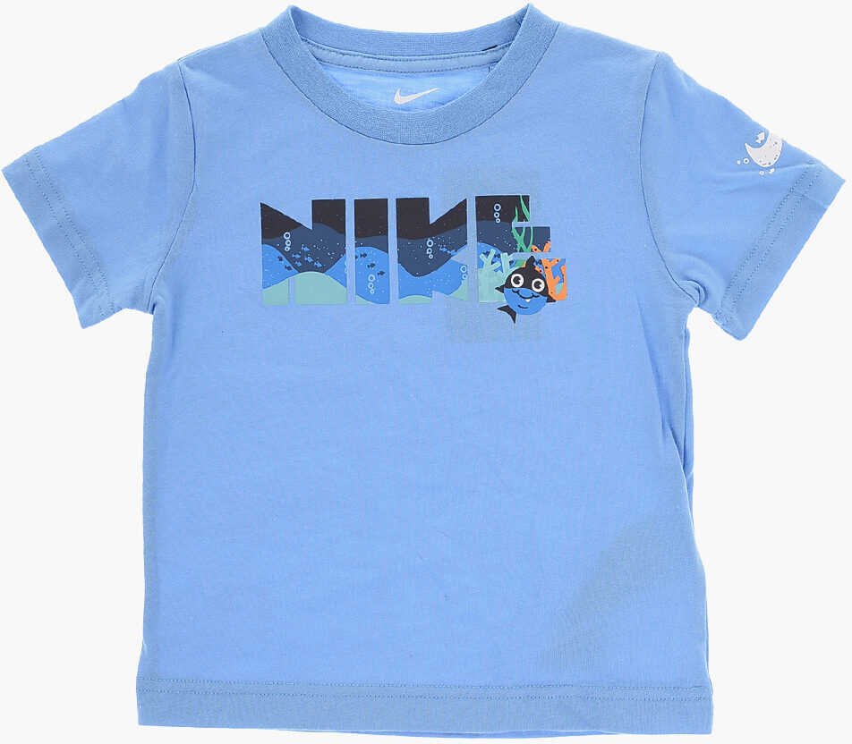 Tricouri Nike Printed Crew-Neck T-Shirt And Contrasting Bands Shorts Set Blue Baieti (BM 16473366) 2