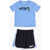 Nike Printed Crew-Neck T-Shirt And Contrasting Bands Shorts Set Blue