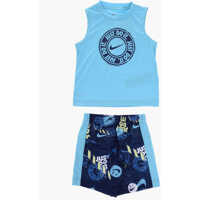 Salopete Logo Printed Tank Top And Shorts Set Baieti