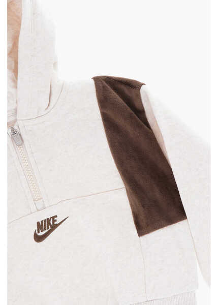 Bluze de trening Nike Velvet Details Joggers And Half Zip Hoodie Home Swoosh Home Beige Baieti (BM 16473606) 3