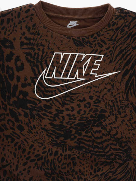 Salopete Nike Animal Printed Crew-Neck Sweatshirt And Leggings Home Swoosh Beige Baieti (BM 16473609) 3